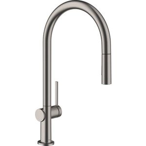 Baterie bucatarie Hansgrohe Talis M54 210 dus extractibil cu 2 tipuri de jet negru periat imagine