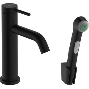 Baterie lavoar Hansgrohe Tecturis S 110 EcoSmart+ cu dus tip bideu pentru igiena intima fara ventil negru mat imagine