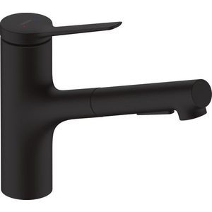 Baterie bucatarie Hansgrohe Zesis M33 cu pipa extractibila ComfortZone 150 sBox negru mat imagine