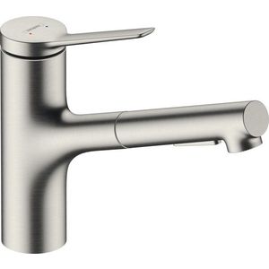 Baterie bucatarie Hansgrohe Zesis M33 cu pipa extractibila ComfortZone 150 sBox inox imagine