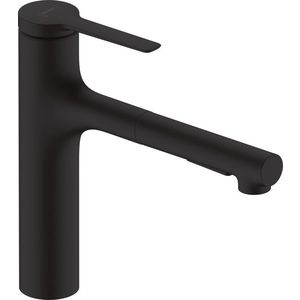 Baterie bucatarie Hansgrohe Zesis M33 cu pipa extractibila ComfortZone 160 sBox negru mat imagine