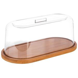 Platou oval Paderno cu capac transparent 28z14cm h 11.5cm lemn stejar imagine