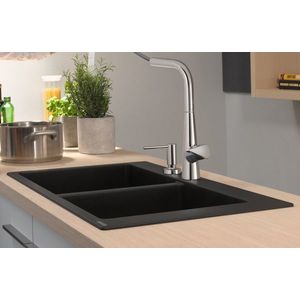 Chiuveta bucatarie Hansgrohe S510-F770 SilicaTec 370/370 cu 2 cuve 51x88x19cm stone grey imagine