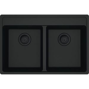 Chiuveta bucatarie Franke Maris MRG 620-35-35 TL cu doua cuve 760x510mm fragranite Matte Black imagine