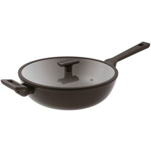 Tigaie tip WOK cu capac Sambonet Titan Pro Double 30cm 5 litri inductie negru imagine