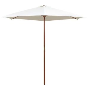 vidaXL Umbrelă de soare cu stâlp de lemn, alb crem, 270x270 cm imagine