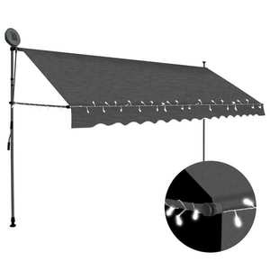 vidaXL Copertină retractabilă manual cu LED, antracit, 300 cm imagine