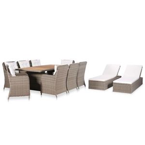 vidaXL Set mobilier de exterior, 11 piese, poliratan imagine