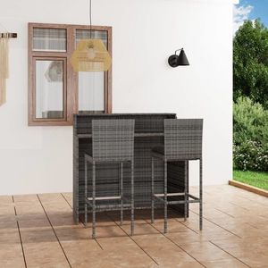 vidaXL Set mobilier de bar de grădină cu perne, 3 piese, gri imagine