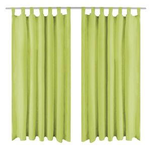 vidaXL Draperii micro-satin cu bride, 2 buc, verde, 140 x 225 cm imagine