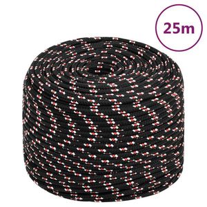 vidaXL Frânghie de barcă, negru, 8 mm, 25 m, polipropilenă imagine