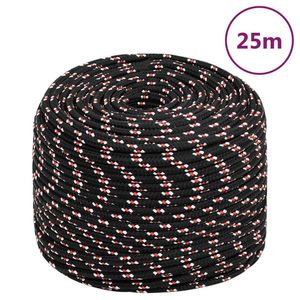 vidaXL Frânghie de barcă, negru, 10 mm, 25 m, polipropilenă imagine