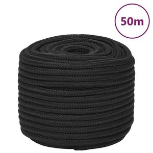 vidaXL Frânghie de barcă, negru complet, 12 mm, 50 m, polipropilenă imagine