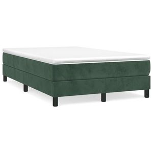 vidaXL Pat box spring cu saltea, verde închis, 120x190 cm, catifea imagine