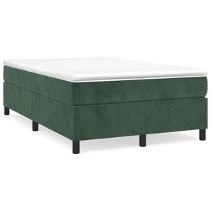 vidaXL Pat box spring cu saltea, verde închis, 120x190 cm, catifea imagine