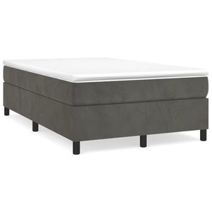 vidaXL Pat box spring cu saltea, gri închis, 120x190 cm, catifea imagine