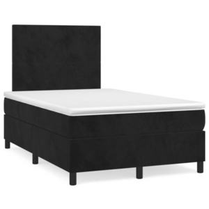 vidaXL Pat box spring cu saltea, negru, 120x190 cm, catifea imagine