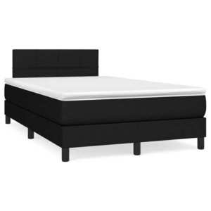 vidaXL Pat box spring cu saltea, negru, 120x190 cm, catifea imagine