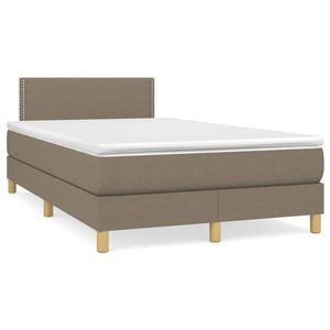 vidaXL Pat box spring cu saltea, taupe, 120x190 cm material textil imagine