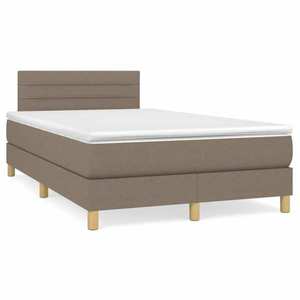 vidaXL Pat box spring cu saltea, taupe, 120x190 cm material textil imagine