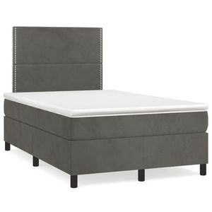 vidaXL Pat box spring cu saltea, gri închis, 120x190 cm, catifea imagine