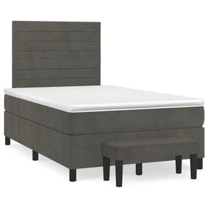 vidaXL Pat box spring cu saltea, gri închis, 120x190 cm, catifea imagine