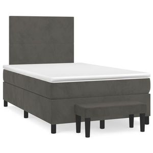 vidaXL Pat box spring cu saltea, gri închis, 120x190 cm, catifea imagine