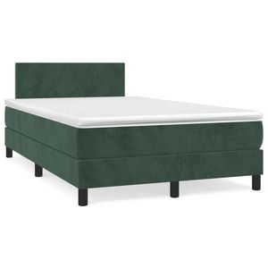 vidaXL Pat box spring cu saltea, verde închis, 120x190 cm, catifea imagine