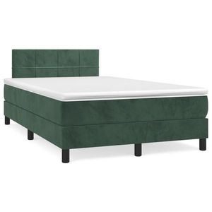 vidaXL Pat box spring cu saltea, verde închis, 120x190 cm, catifea imagine