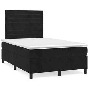 vidaXL Pat box spring cu saltea, negru, 120x190 cm, catifea imagine