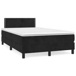 vidaXL Pat box spring cu saltea, negru, 120x190 cm, catifea imagine