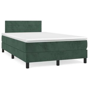 vidaXL Pat box spring cu saltea, verde închis, 120x190 cm, catifea imagine