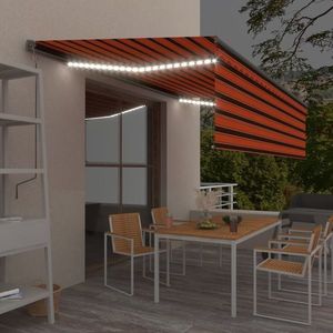 vidaXL Copertină retractabilă manual cu stor, portocaliu&maro, 5x3 m imagine