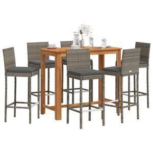 vidaXL Set mobilier bar de exterior, 7 piese, lemn masiv de acacia imagine