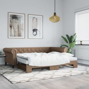 vidaXL Pat de zi cu extensie, cappuccino, 90x200 cm, piele ecologică imagine