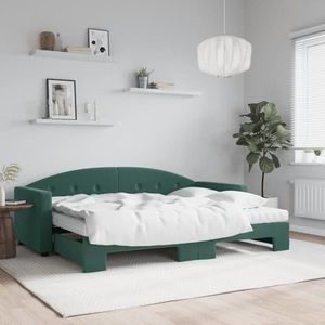 vidaXL Pat de zi cu extensie și saltele verde închis 80x200 cm catifea imagine