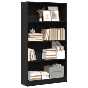 vidaXL Bibliotecă, negru, 80x24x143 cm, lemn prelucrat imagine