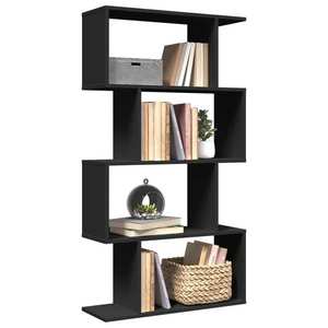 vidaXL Bibliotecă/separator cameră 4 niveluri negru 70x24x129 cm, lemn imagine