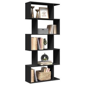 vidaXL Bibliotecă/separator cameră 5 niveluri negru 70x24x161 cm, lemn imagine