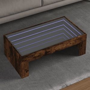 vidaXL Măsuță de cafea cu LED infinity, stejar fumuriu, 90x50x30 cm imagine