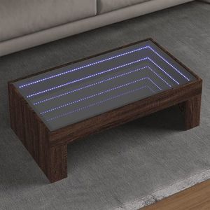 vidaXL Măsuță de cafea cu LED infinity, stejar maro, 90x50x30 cm imagine