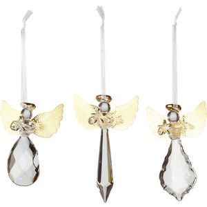 Set 3 decoratiuni brad Villeroy & Boch Winter Collage Accessoires Glass Angel Gold 21x11 5cm imagine