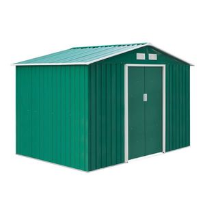 Casuta Pentru Unelte de Gradina Outsunny, Lamiera si Fier Verde 277x191x192cm | Aosom Romania imagine