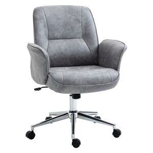 Vinsetto Scaun de Birou Ergonomic cu Înaltime Ajustabilă și Funcție de Balansoar cu Tapițerie din Microfibră, 67x69x92-102 cm, Gri | Aosom Romania imagine