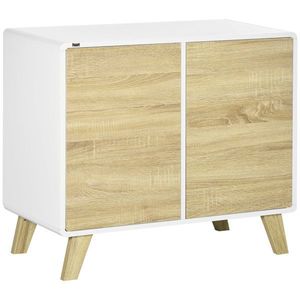 HOMCOM Mobilier Multifuncțional cu 2 Uși și Rafturi Reglabile, Dulap pentru Living și Dormitor, 80x40x70cm, Alb și Stejar | Aosom Romania imagine