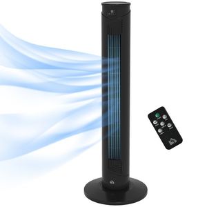 HOMCOM Ventilator Oscilant de Turn, 3 Viteze, Telecomandă, Temporizator, Mod Repaus, Ideal pentru Acasă | Aosom Romania imagine