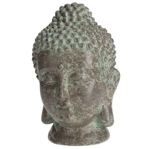 Statueta Stone Buddha Head verde 23 cm imagine