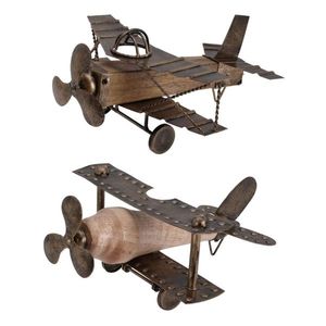 Macheta Vintage Plane din lemn si metal 27x23x13 cm - modele diverse imagine