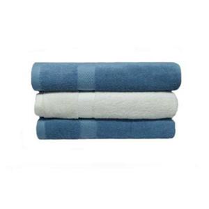 Set 3 prosoape de baie, bumbac 100%, 70x140 cm, 450 gr/mp, alb/ bleu imagine