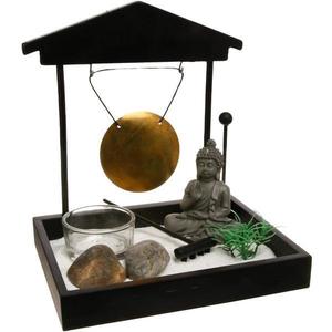 Suport de lumanare Buddha in meditatie, cu design gradina Zen, pentru echilibru si armonie imagine